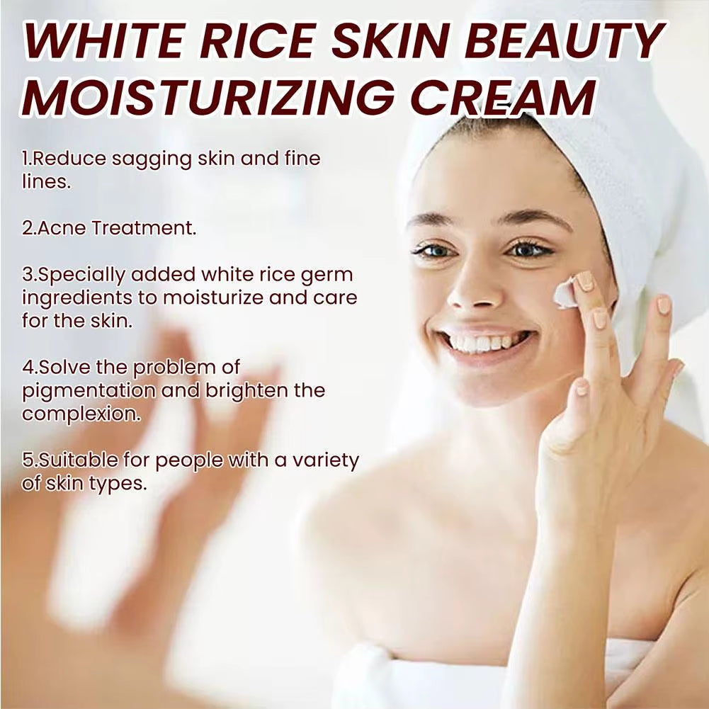 Ouhoe Rice Cream Whitening Nourishing Serum anti Aging Firming Pores Removing Acne for Women and Men Facial Cream Skin Care