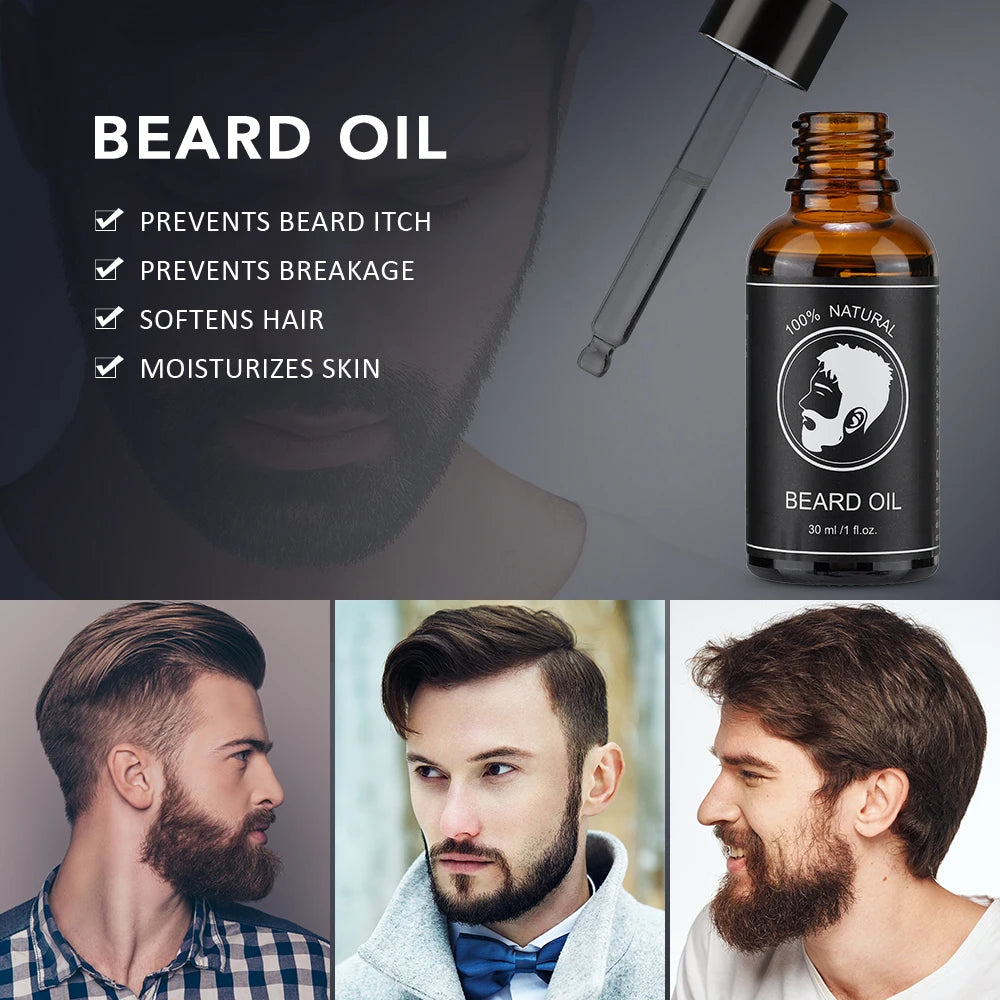 New Facial Hair Beard Growth Oil for Men Thicken Soft Smooth Nourish Beard Oil Natural Mustache Growing Essential Oil Beard Care