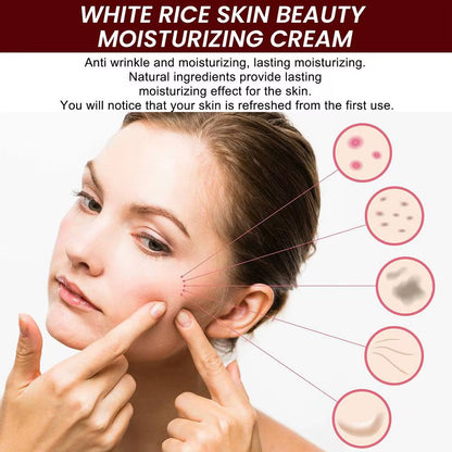 Ouhoe Rice Cream Whitening Nourishing Serum anti Aging Firming Pores Removing Acne for Women and Men Facial Cream Skin Care