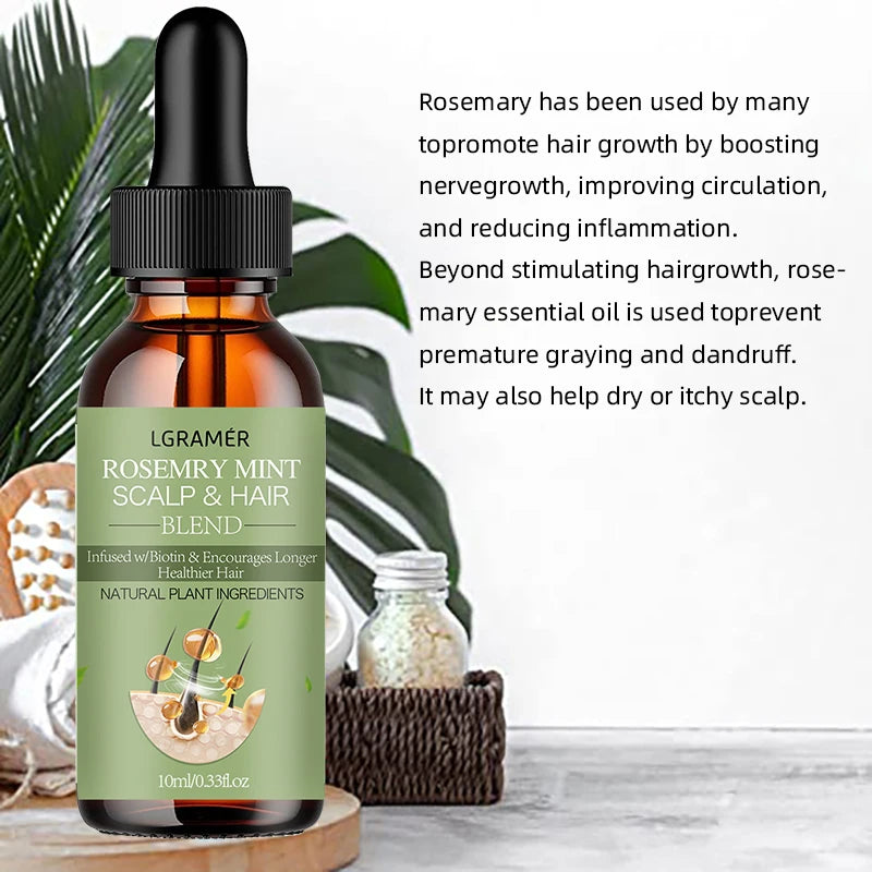 Hair Growth Essential Oil Rosemary Mint Hair Strengthening Oil Nourishing Treatment for Split Ends Dry Organics Hair Care Oil