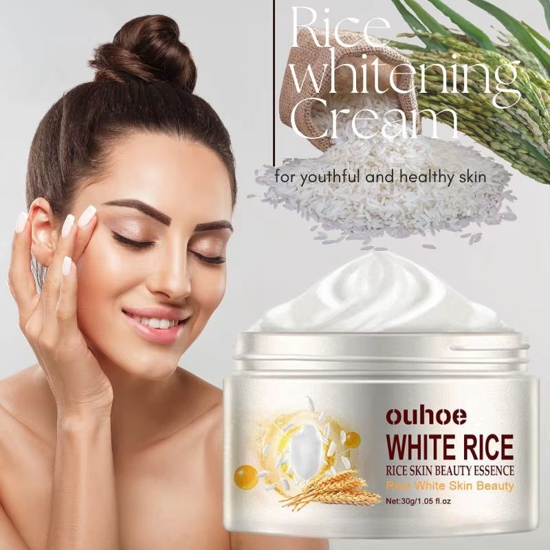 Ouhoe Rice Cream Whitening Nourishing Serum anti Aging Firming Pores Removing Acne for Women and Men Facial Cream Skin Care