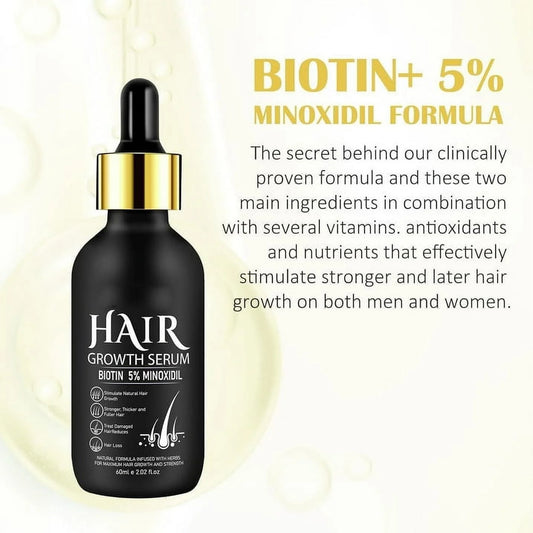 5% Minoxidil for Men and Women Hair Growth Serum, Hair Growth Oil Biotin Hair Regrowth for Stronger Thicker Fullness, Promote Natural Hair Growth, Stop Hair Loss and Thinning, Nursing Scalp Set 1Pcs