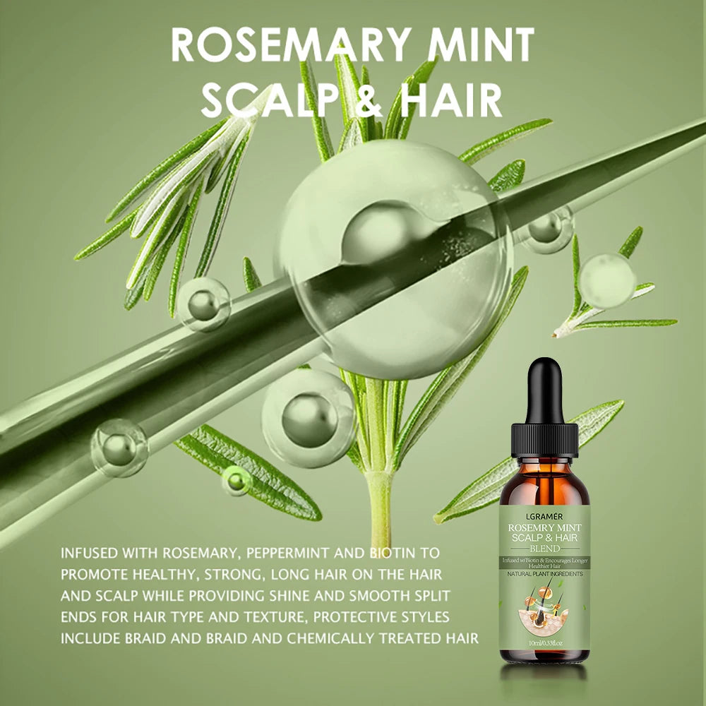 Hair Growth Essential Oil Rosemary Mint Hair Strengthening Oil Nourishing Treatment for Split Ends Dry Organics Hair Care Oil