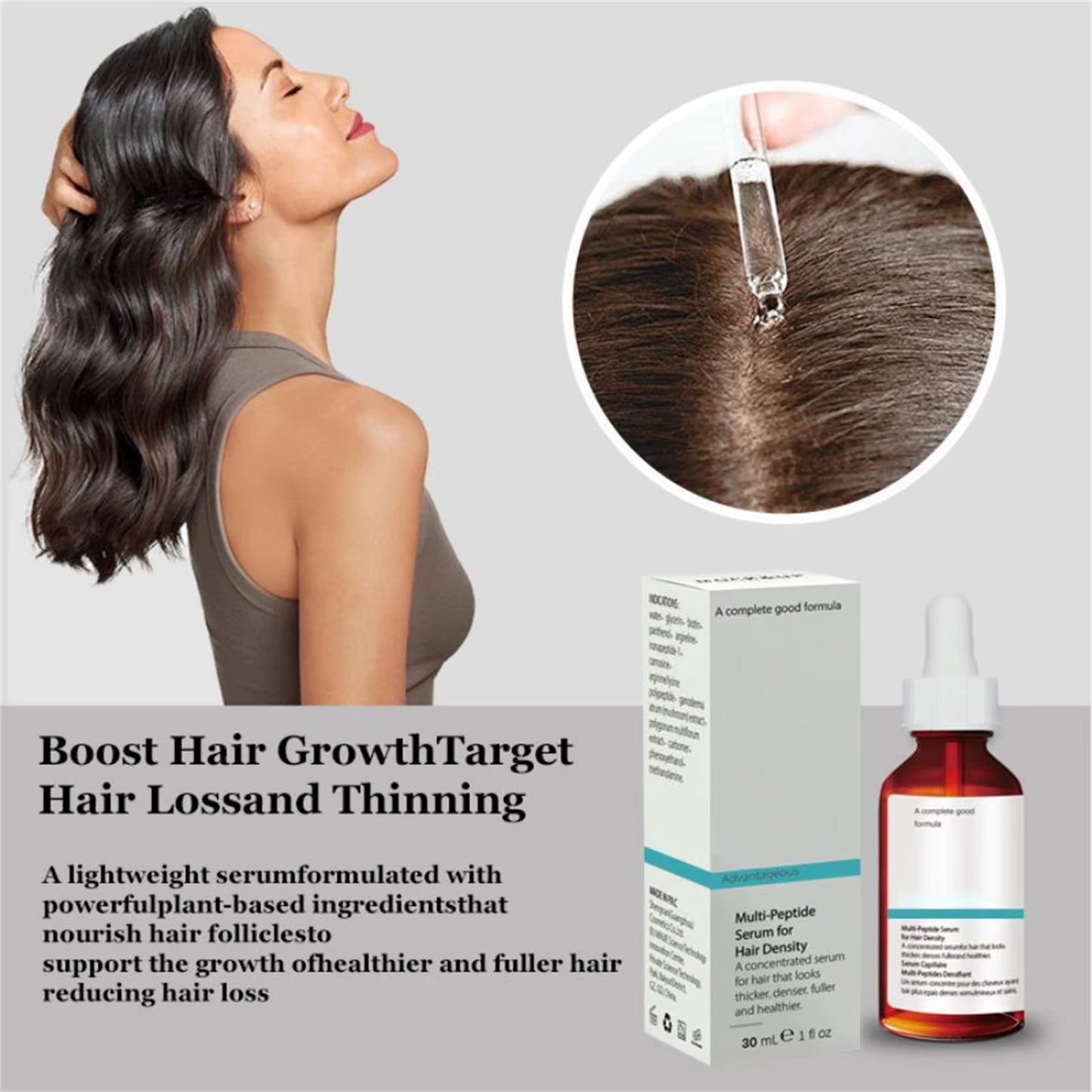 Ordinary Hair Growth Serum,Ordinary Multi-Peptide Serum for Hair Density,Designed for Thinning Hair & Hair Loss,(30Ml)