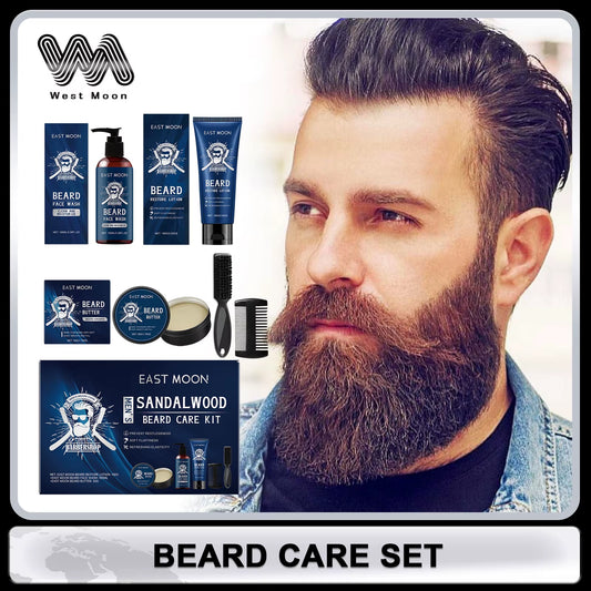 Beard Care Kit for Men Moustache Growth Oil Moisturizing Beard Cleaner anti Hair Loss Shampoo Hair Enhancement Kit Comb Gift Man